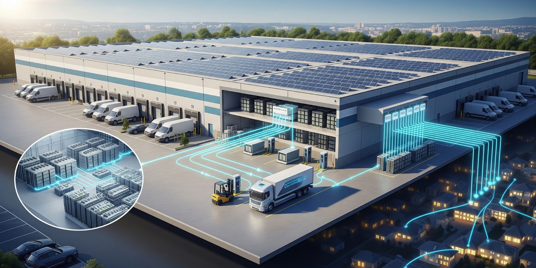 PV system on logistics roof supplies buildings and feeds surplus into the municipal grid